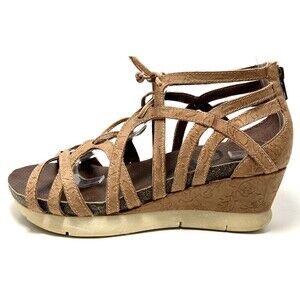 OTBT Nomadic Hickory Leather Lace Up Gladiator Wedge Sandals Size 9.5M
